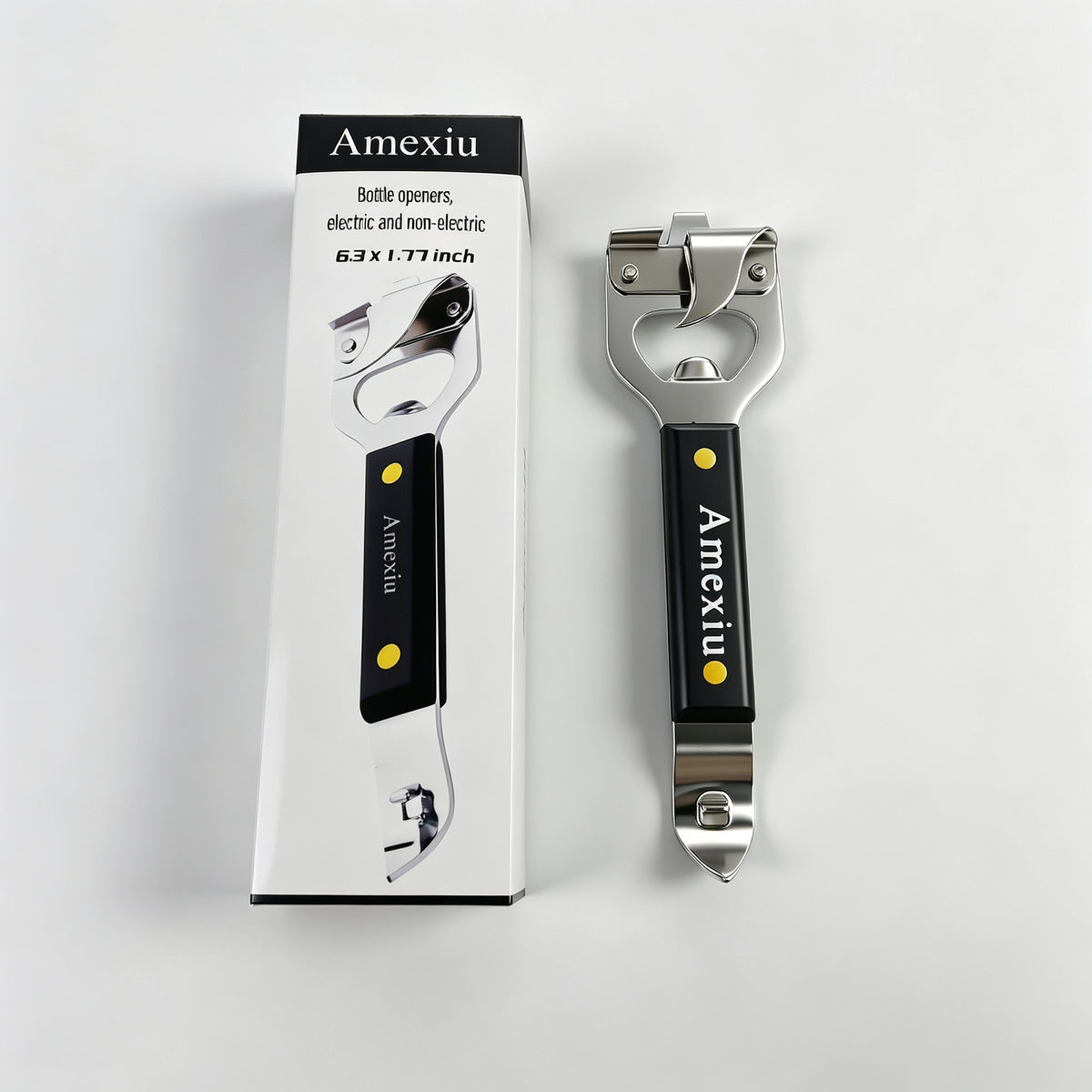 Amexiu Bottle openers, electric and non-electric - Manual Can Opener - Versatile 4-In-1 Can Opener for Kitchen Restaurants and Camping Trips