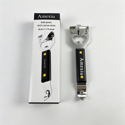 Amexiu Bottle openers, electric and non-electric - Manual Can Opener - Versatile 4-In-1 Can Opener for Kitchen Restaurants and Camping Trips
