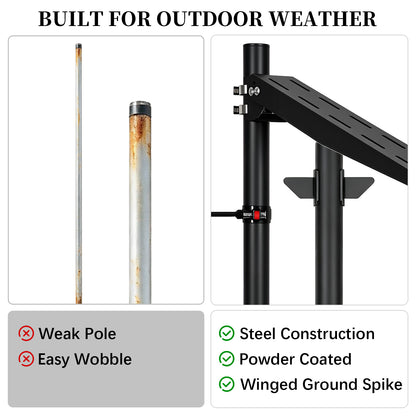Solar Camera Mount Pole(7.8' Tall) for 5W-25W Panels, Steel Ground Stake