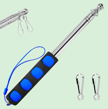 Afuven Hand-held Flagpoles of Metal with Clips, 5 Feet Thick Portable Stainless Steel Telescopic Banner Flag Pole - Tour Guide Flag Pole - Teaching Pointer Stick