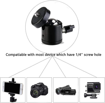 Universal 1/4" Mini Ball Head Screw Tripod Mount, 3 Pack 360 Degree Rotating Panoramic Mount Base Adapter for DSLR Cameras HTC Vive Tripods Monopods Camcorder Light Stan