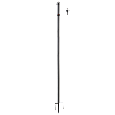 6 Ft Heavy Duty Trail Camera Mount with Solar Panel Arm, 2-in-1 Steel Ground Stake with 360° Swivel & 3-Spike Base for Hunting Security Cam