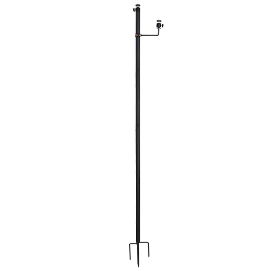 6 Ft Heavy Duty Trail Camera Mount with Solar Panel Arm, 2-in-1 Steel Ground Stake with 360° Swivel & 3-Spike Base for Hunting Security Cam