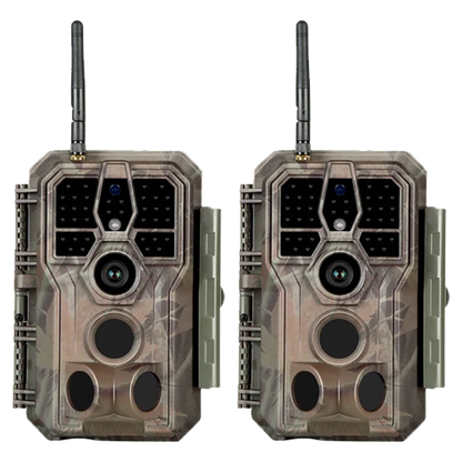 2-Pack Bluetooth Wireless 64MP Game & Trail Cameras for Wildlife Observing & Home or Backyard Security Night Vision Motion Activated Waterproof | A280W Oak Brown