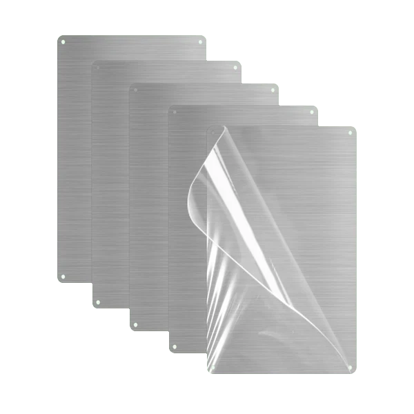 Afuven 5Pcs Signboards of metal Sign, 0.85mm Thick Aluminum Plate with Protective Film, Pre-Drilled Holes for Easy DIY Sign Making, Metal Sheet for Crafting & Industrial Use