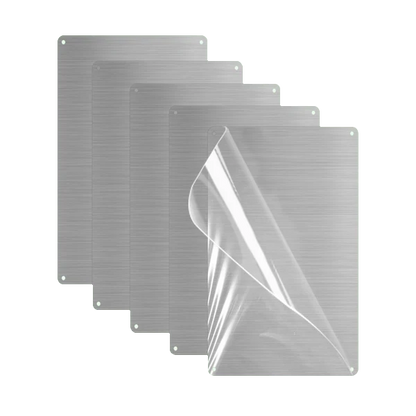 Afuven 5Pcs Signboards of metal Sign, 0.85mm Thick Aluminum Plate with Protective Film, Pre-Drilled Holes for Easy DIY Sign Making, Metal Sheet for Crafting & Industrial Use