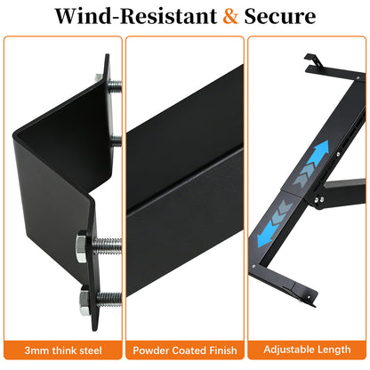 Adjustable Solar Panel Pole Mount for 20W-200W Panels(Width Up to 25")
