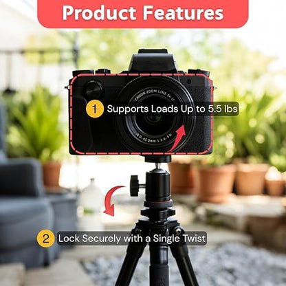 Universal 1/4" Mini Ball Head Screw Tripod Mount, 3 Pack 360 Degree Rotating Panoramic Mount Base Adapter for DSLR Cameras HTC Vive Tripods Monopods Camcorder Light Stan