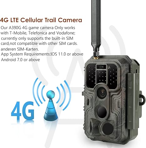 4G LTE Cellular Game & Trail Camera 48MP 1296P 100ft Night Vision Motion Activated Waterproof with SIM Card Sends Picture to Cell Phone | A390G Oak Brown