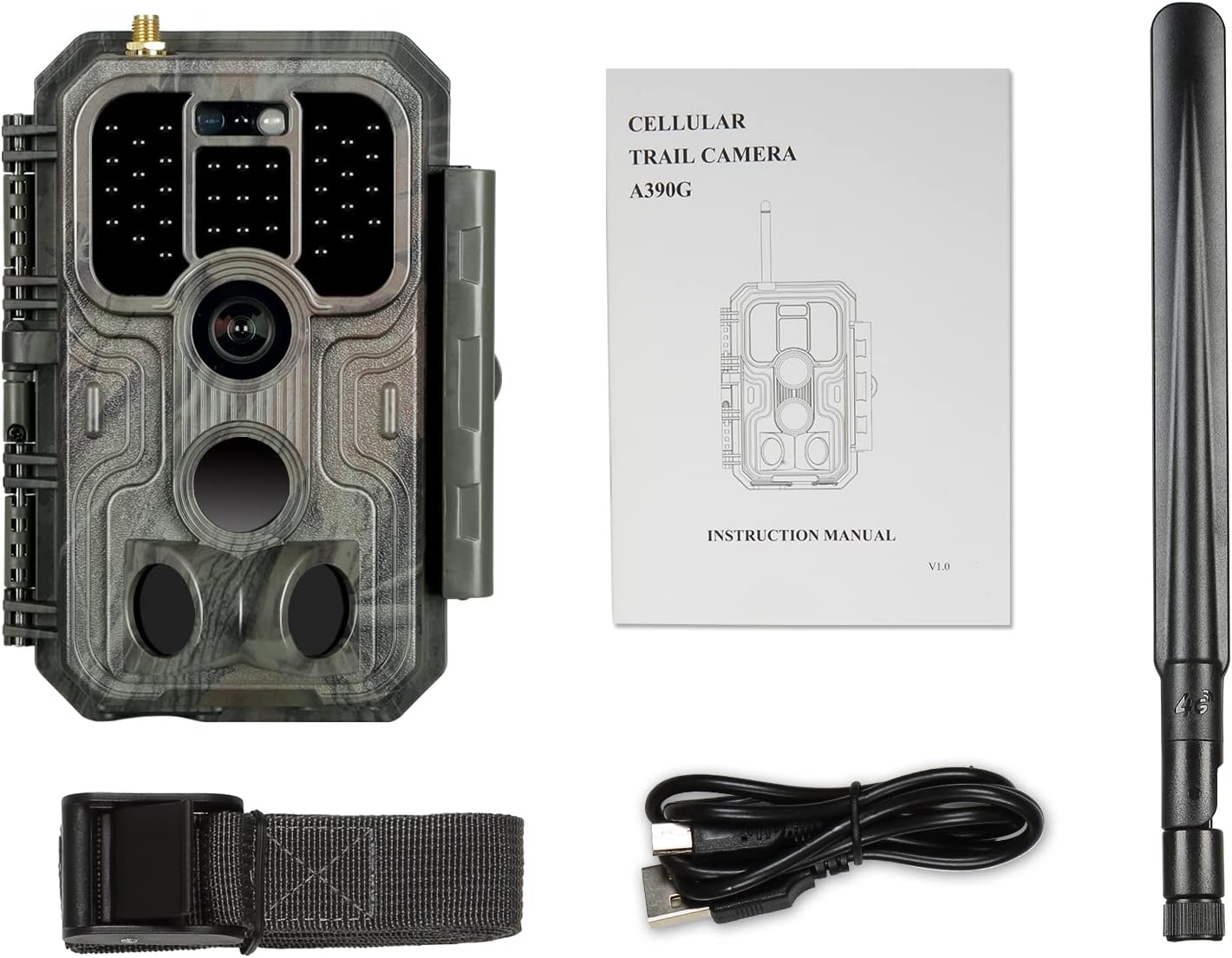 4G LTE Cellular Game & Trail Camera 48MP 1296P 100ft Night Vision Motion Activated Waterproof with SIM Card Sends Picture to Cell Phone | A390G Oak Brown