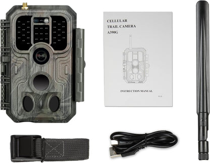 4G LTE Cellular Game & Trail Camera 48MP 1296P 100ft Night Vision Motion Activated Waterproof with SIM Card Sends Picture to Cell Phone | A390G Oak Brown