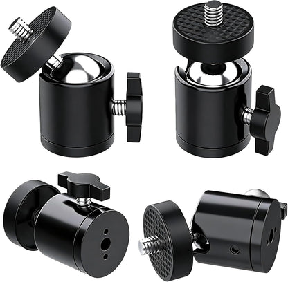 Universal 1/4" Mini Ball Head Screw Tripod Mount, 3 Pack 360 Degree Rotating Panoramic Mount Base Adapter for DSLR Cameras HTC Vive Tripods Monopods Camcorder Light Stan
