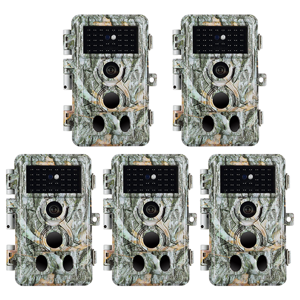 5-Pack 64MP 1296P Video Stealthy Camo Trail Observing & Game Deer Cameras HD 0.1s Trigger Time Motion Activated Waterproof No Glow Night Vision | A262 Driftwood Bark