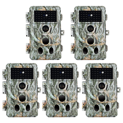 5-Pack 64MP 1296P Video Stealthy Camo Trail Observing & Game Deer Cameras HD 0.1s Trigger Time Motion Activated Waterproof No Glow Night Vision | A262 Driftwood Bark