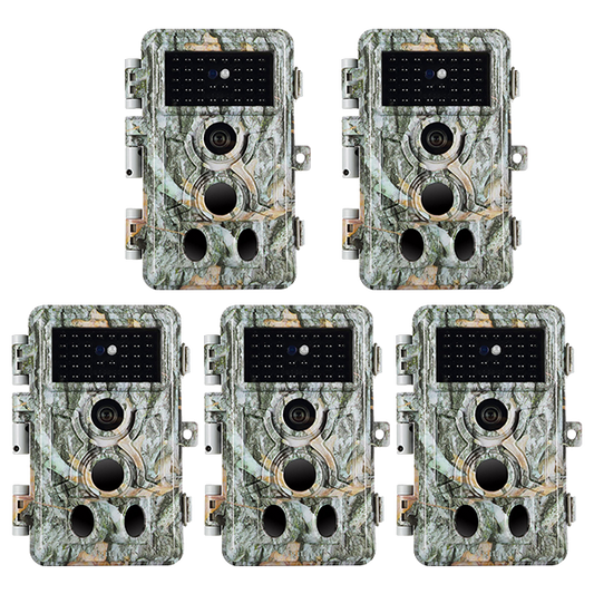 5-Pack 64MP 1296P Video Stealthy Camo Trail Observing & Game Deer Cameras HD 0.1s Trigger Time Motion Activated Waterproof No Glow Night Vision | A262 Driftwood Bark
