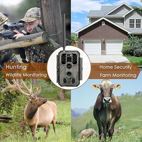 4G LTE Cellular Game & Trail Camera 48MP 1296P 100ft Night Vision Motion Activated Waterproof with SIM Card Sends Picture to Cell Phone | A390G Oak Brown
