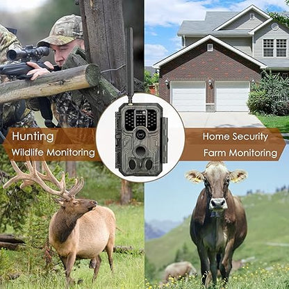 4G LTE Cellular Game & Trail Camera 48MP 1296P 100ft Night Vision Motion Activated Waterproof with SIM Card Sends Picture to Cell Phone | A390G Oak Brown