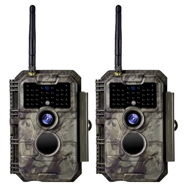 2-Pack Wireless Bluetooth WiFi 64MP 1296P Video Game Trail Deer Camera Night Vision No Glow Motion Activated Waterproof Photo & Video Model | W600 Oak Brown