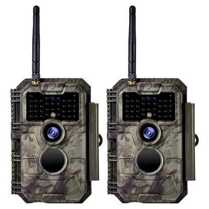 2-Pack Wireless Bluetooth WiFi 64MP 1296P Video Game Trail Deer Camera Night Vision No Glow Motion Activated Waterproof Photo & Video Model | W600 Oak Brown