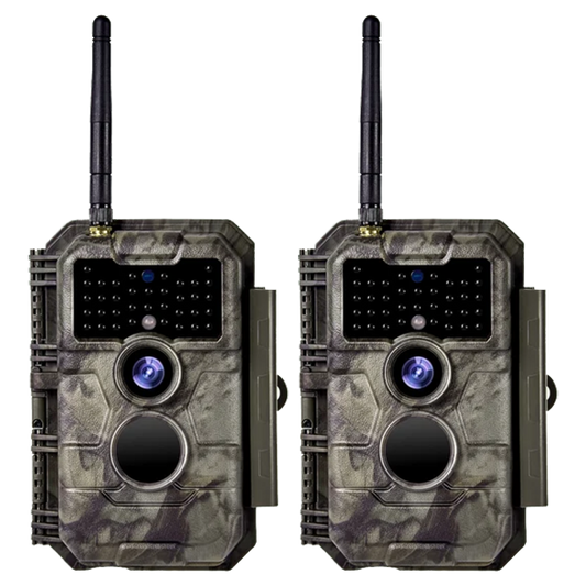 2-Pack Wireless Bluetooth WiFi 64MP 1296P Video Game Trail Deer Camera Night Vision No Glow Motion Activated Waterproof Photo & Video Model | W600 Oak Brown
