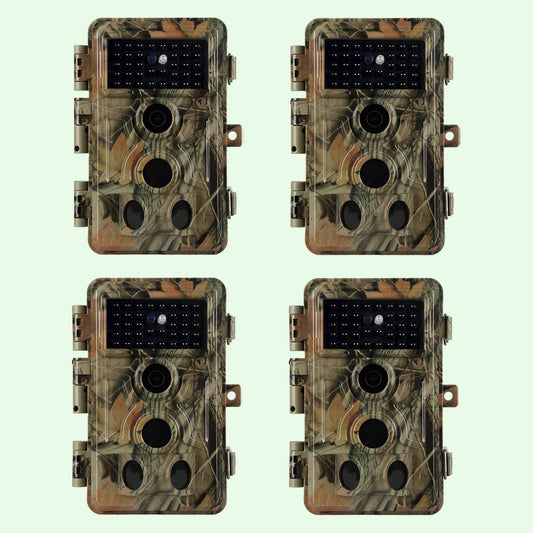 4-Pack Game Trail Deer Cameras Stealthy Camouflage 64MP 1296P Waterproof Motion Activated for Outdoor Wildlife Tracking and Home Security No Glow | A262 Matte Olive Drab