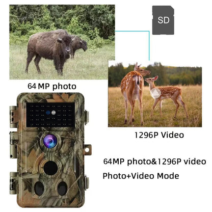 4-Pack 64MP 1296P Game Trail Deer Cameras Stealthy Camouflage Waterproof Motion Activated for Outdoor Wildlife Tracking and Home Security No Glow | A262 Matte Olive Drab
