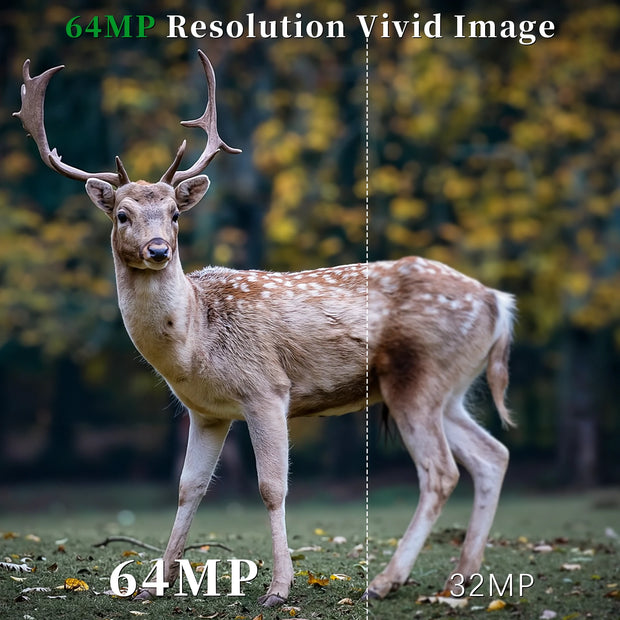 Trail Deer Camera 100ft Night Vision 64MP 1296P Motion Activated 0.1S Trigger Speed No Glow Waterproof for Wildlife Observing & Backyard Security A323