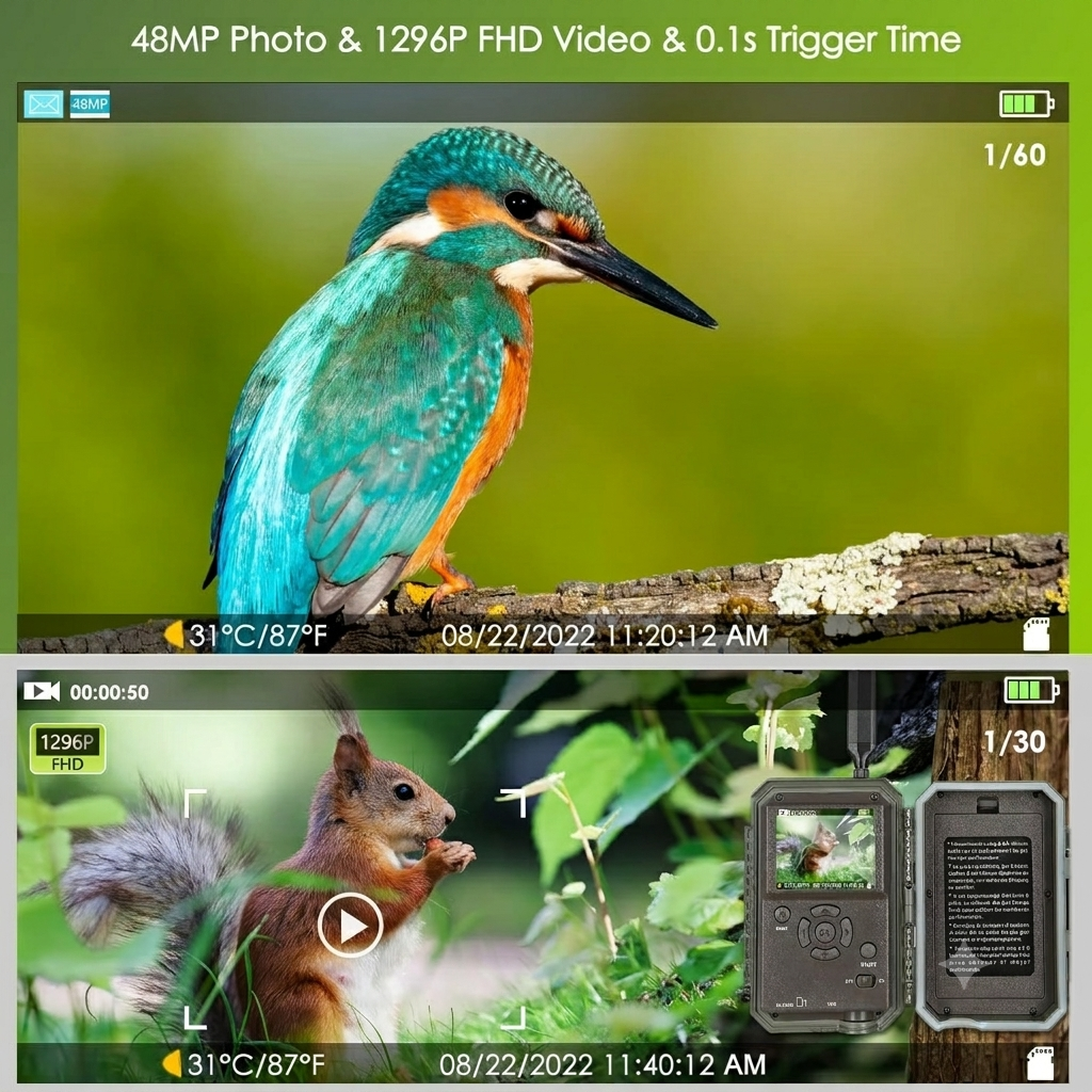 4G LTE Cellular Game & Trail Camera 48MP 1296P 100ft Night Vision Motion Activated Waterproof with SIM Card Sends Picture to Cell Phone | A390G Oak Brown