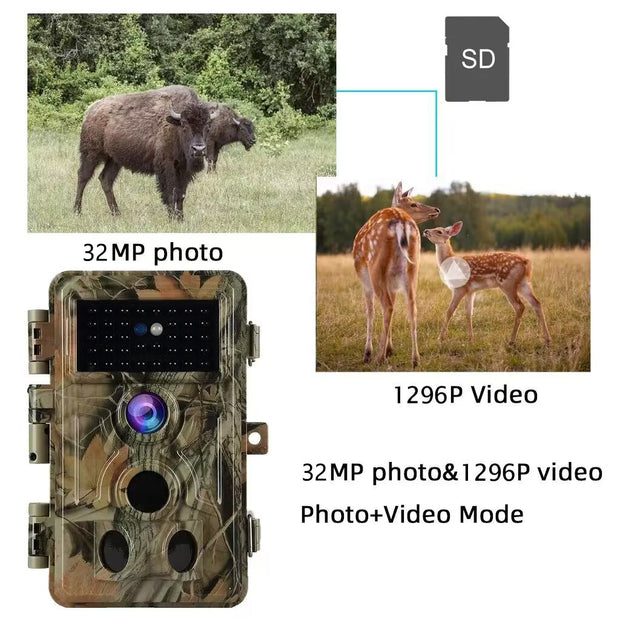 6-Pack Game Trail Deer Cameras 32MP Photo 1296P Video Motion Activated Waterproof Night Vision Invisible Infrared Stealthy Camouflage | 262