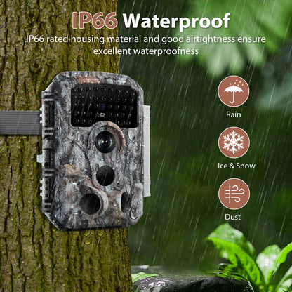 2-Pack 32MP Photo 1296P Video Trail Camera, 100ft Night Vision Game Cam, 0.1s Trigger Speed Waterproof for Backyard Security  | T306 Driftwood Bark