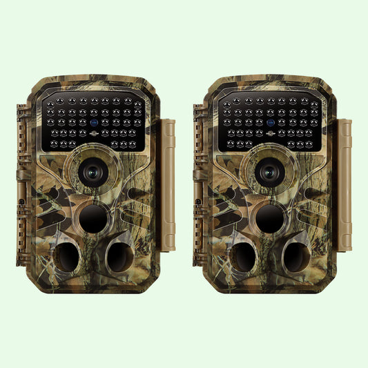 2-Pack 32MP Photo 1296P Video Trail Camera, 100ft Night Vision Game Cam, 0.1s Trigger Speed Waterproof for Wildlife Scouting | T306 Matte Olive Drab