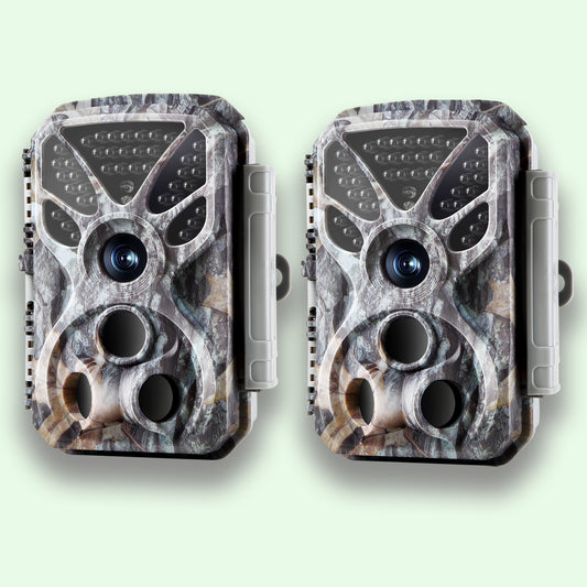 2-Pack 4K 30fps Video 32MP Photo Trail Camera, 100ft Night Vision Game Cam, 0.1s Trigger Speed IP66 Waterproof for Backyard Security |  T326 Driftwood Bark