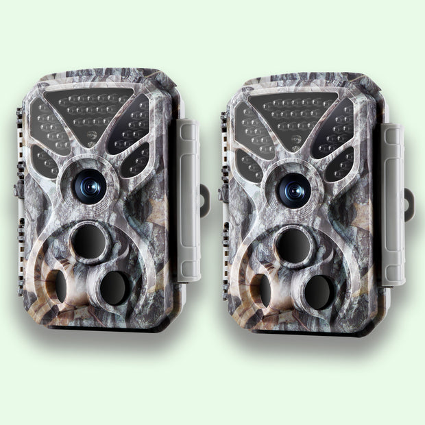 2-Pack 4K 2160P 30fps video 32MP photo Trail Camera with Audio and Motion Detector Night Vision Max. Distance up to 100ft, 0.1s Trigger Speed, Waterproof IP66 | T326 Grey