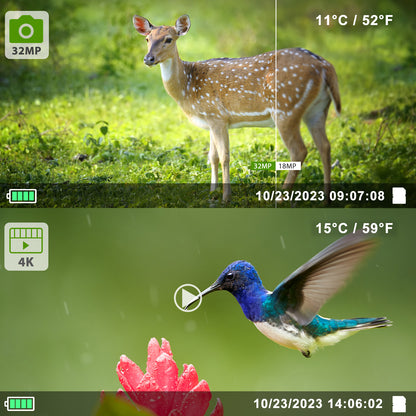 4K 30fps Video 32MP Photo Trail Camera, 100ft Night Vision Game Cam, 0.1s Trigger Speed IP66 Waterproof for Wildlife Scouting | T326 Matte Olive Drab