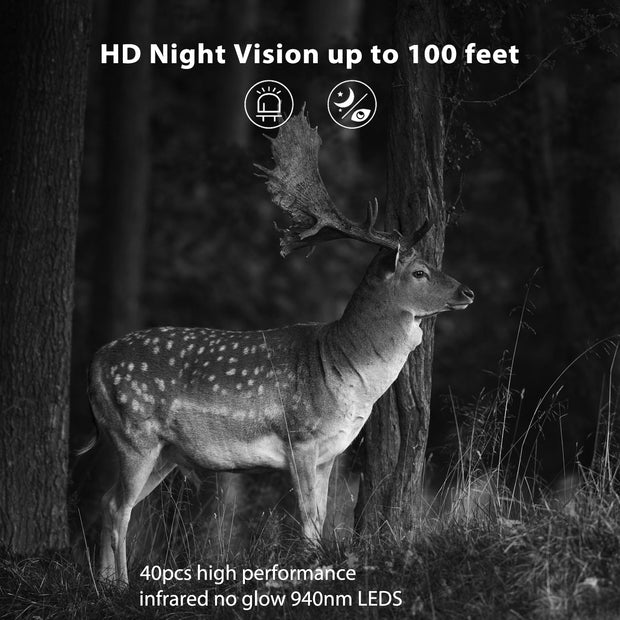 4K 2160P 30fps Video 32MP Photo Trail Camera with Audio and Motion Detector Night Vision Max. Distance up to 100ft, 0.1s Trigger Speed, Waterproof IP66 | T326 Grey