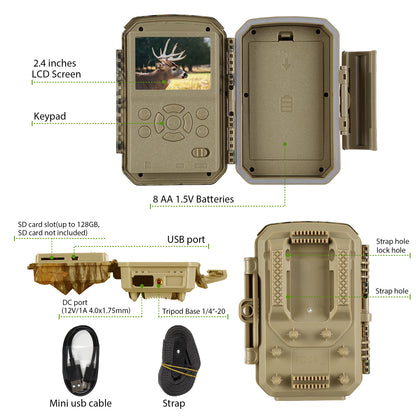 2-Pack 4K 30fps Video 32MP Photo Trail Camera, 100ft Night Vision Game Cam, 0.1s Trigger Speed IP66 Waterproof for Wildlife Scouting | T326 Matte Olive Drab