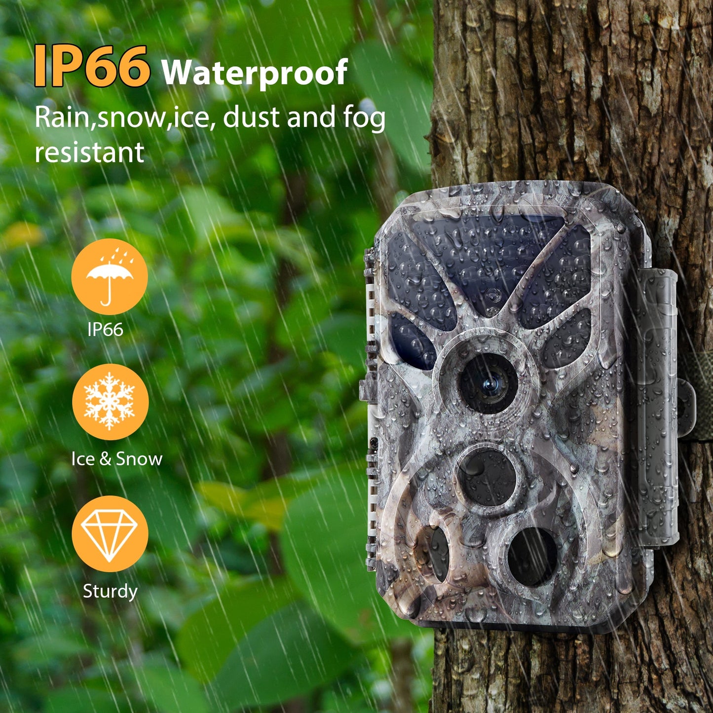 2-Pack 4K 30fps Video 32MP Photo Trail Camera, 100ft Night Vision Game Cam, 0.1s Trigger Speed IP66 Waterproof for Backyard Security |  T326 Driftwood Bark