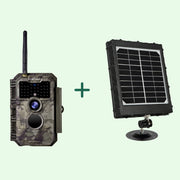 Bundle of Solar Panel and WiFi Game Camera 32MP 1296P Night Vision No Glow Motion Activated for Wildlife Observing, Home Security | W600 Brown