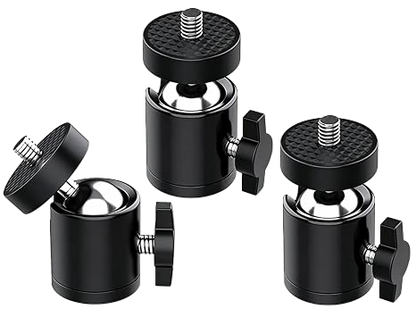 Universal 1/4" Mini Ball Head Screw Tripod Mount, 3 Pack 360 Degree Rotating Panoramic Mount Base Adapter for DSLR Cameras HTC Vive Tripods Monopods Camcorder Light Stan