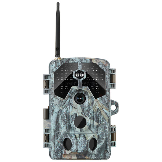 4K WiFi 64MP Trail Camera with 100ft No-Glow Night Vision, 0.1s Trigger Speed Waterproof Game Cam for Wildlife & Backyard Security | A106W Driftwood Bark