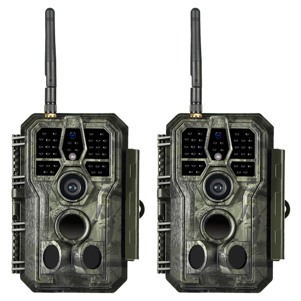 2-Pack Bluetooth WIFI 64MP 1296P Trail Cameras for Wildlife Observing & Home or Backyard Security Night Vision Motion Activated Waterproof | A280W Matte Olive Drab