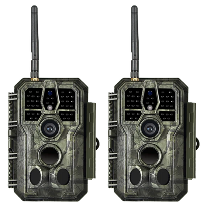 2-Pack Bluetooth WIFI 64MP 1296P Trail Cameras for Wildlife Observing & Home or Backyard Security Night Vision Motion Activated Waterproof | A280W Matte Olive Drab