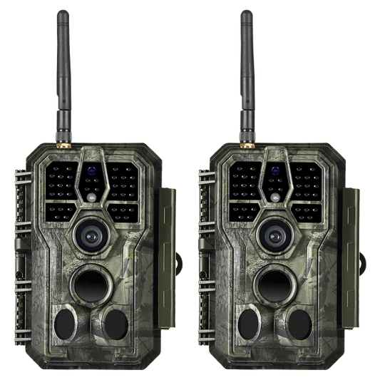 2-Pack Bluetooth WIFI 64MP 1296P Trail Cameras for Wildlife Observing & Home or Backyard Security Night Vision Motion Activated Waterproof | A280W Matte Olive Drab