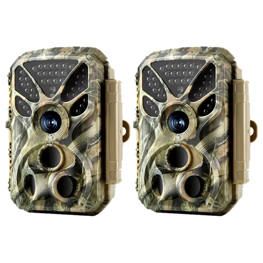 2-Pack Trail & Game Camera 64MP Photo 4K 30fps Video with 100ft Night Vision 0.1s Motion-Activated Trigger IP66 Waterproof for Wildlife Observing & Backyard Security | T326 Matte Olive Drab