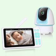 1080p FHD Baby Monitor with 5” Display, 3000ft Range, 2-Way Audio, Night Vision, Lullabies, 5000mAh Battery and Pan Tilt Zoom | B180 Blue