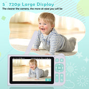 1080p FHD Baby Monitor with 5” Display, 3000ft Range, 2-Way Audio, Night Vision, Lullabies, 5000mAh Battery and Pan Tilt Zoom | B180
