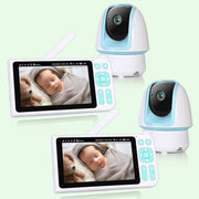 2-Pack 1080p FHD Baby Monitor with 5” Display, 3000ft Range, 2-Way Audio, Night Vision, Lullabies, 5000mAh Battery and Pan Tilt Zoom | B180 Blue