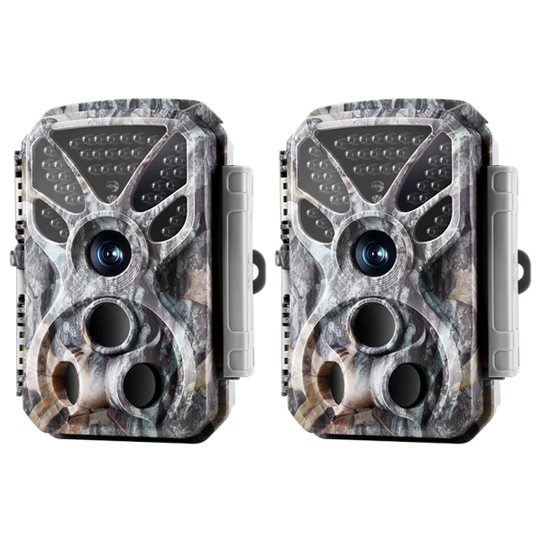 2-Pack 4K 30fps Video 32MP Photo Trail Camera, 100ft Night Vision Game Cam, 0.1s Trigger Speed IP66 Waterproof for Backyard Security |  T326 Driftwood Bark