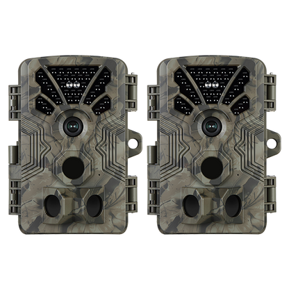 2-Pack Game & Trail Camera 4K Video 64MP Photo with Audio 100ft Night Vision Motion Activated 0.1s Trigger IP66 Waterproof for Wildlife Observing & Home or Backyard Security | A106 Oak Brown