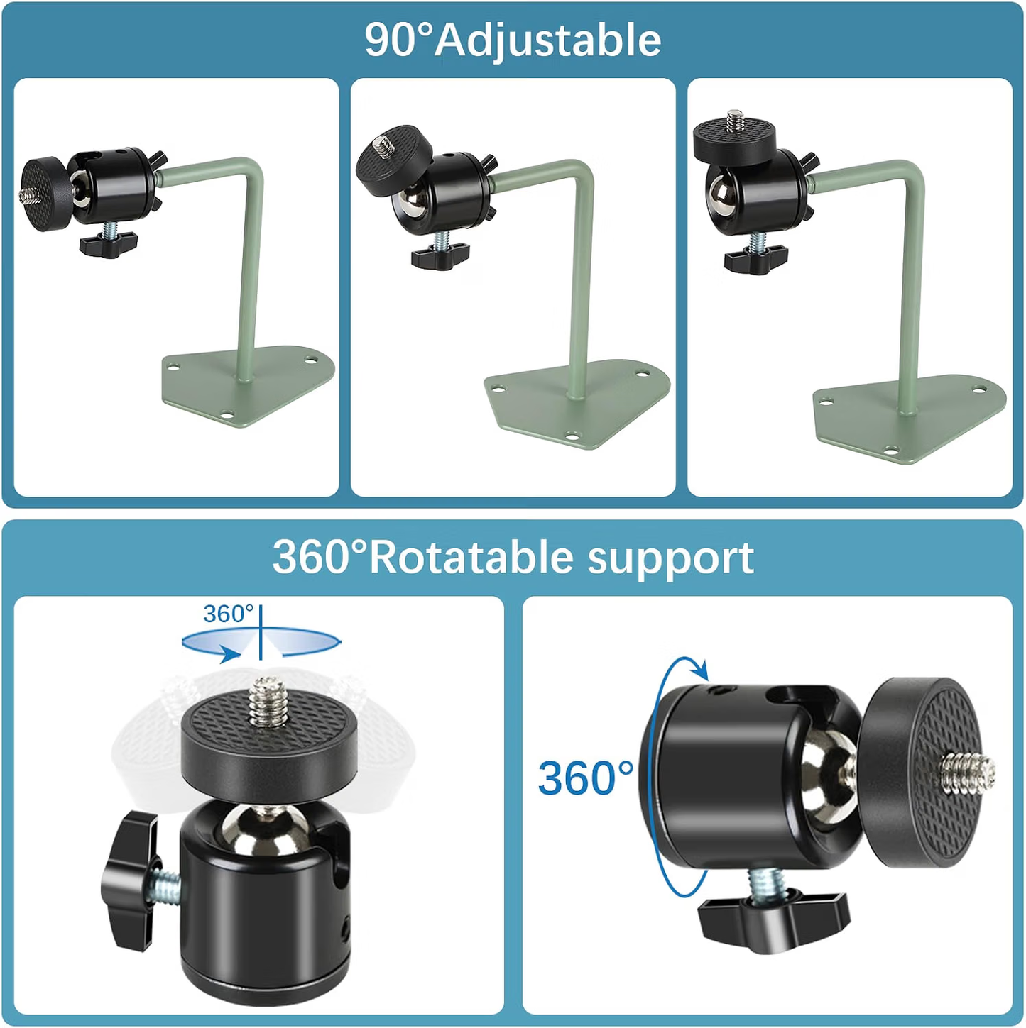 5-Pack Security Camera Wall Mount Bracket, 360° Swivel 90° Tilt Rust-Resistant for Ring Stick Up Cam, eufyCam, Solar Cams, Indoor Outdoor Weatherproof (Green)